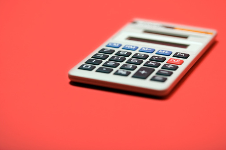 Calculator on a red background