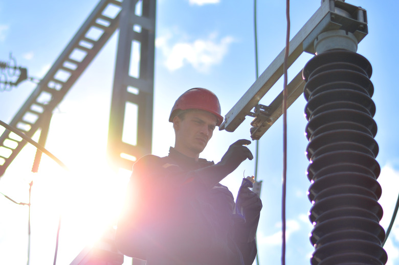 Construction Worker Working in Hight with Protective Equipment