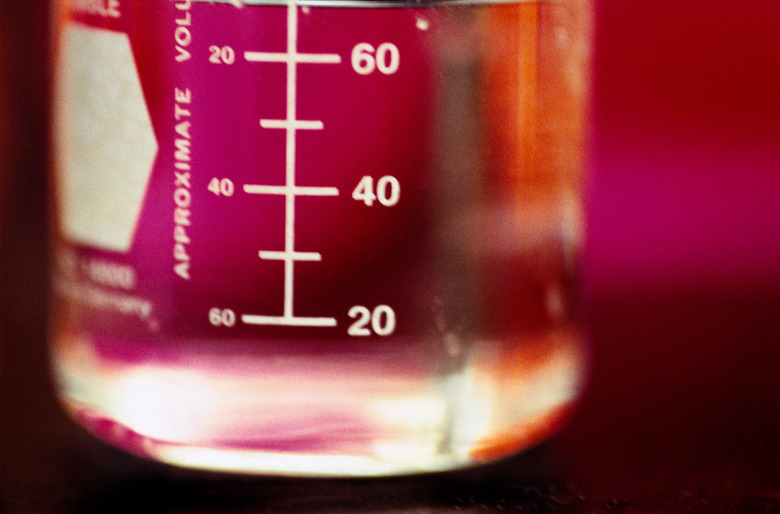 Close-Up of a Measuring Beaker with Red Liquid