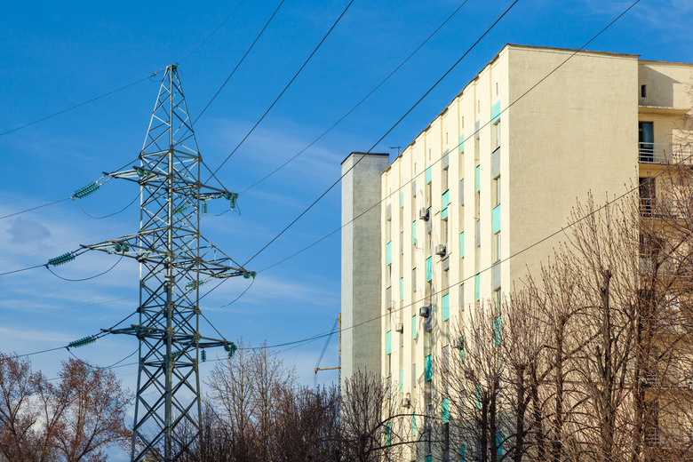 Power line and residential new buildings.