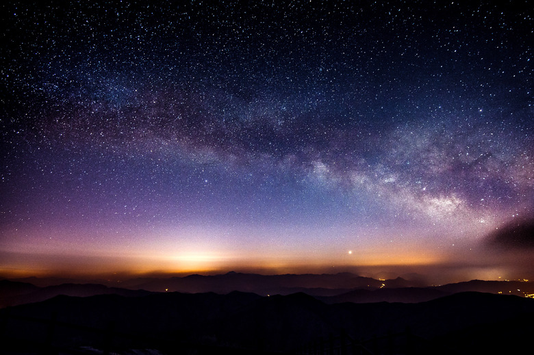 Milky Way Galaxy over Mountain at Night, Deogyusan mountain.