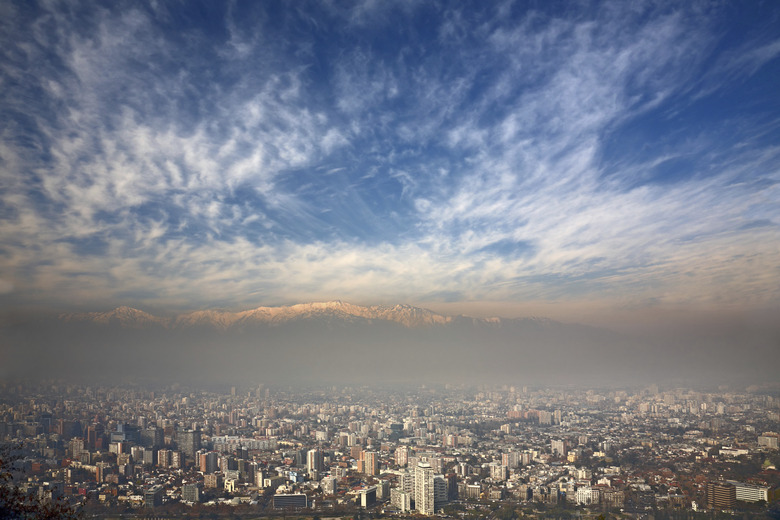 birdeye view of Andes and Santiago, Chile