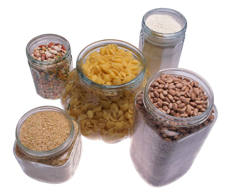 Jars of cereal, beans, flour, grains