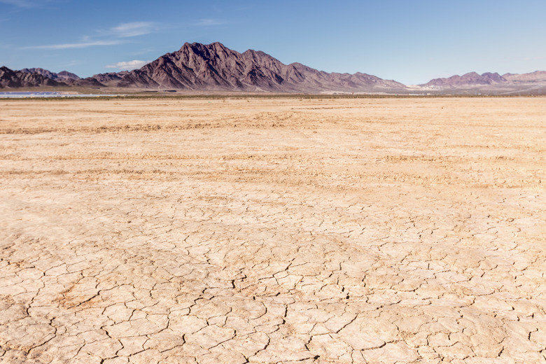 Dry lake bed in desert