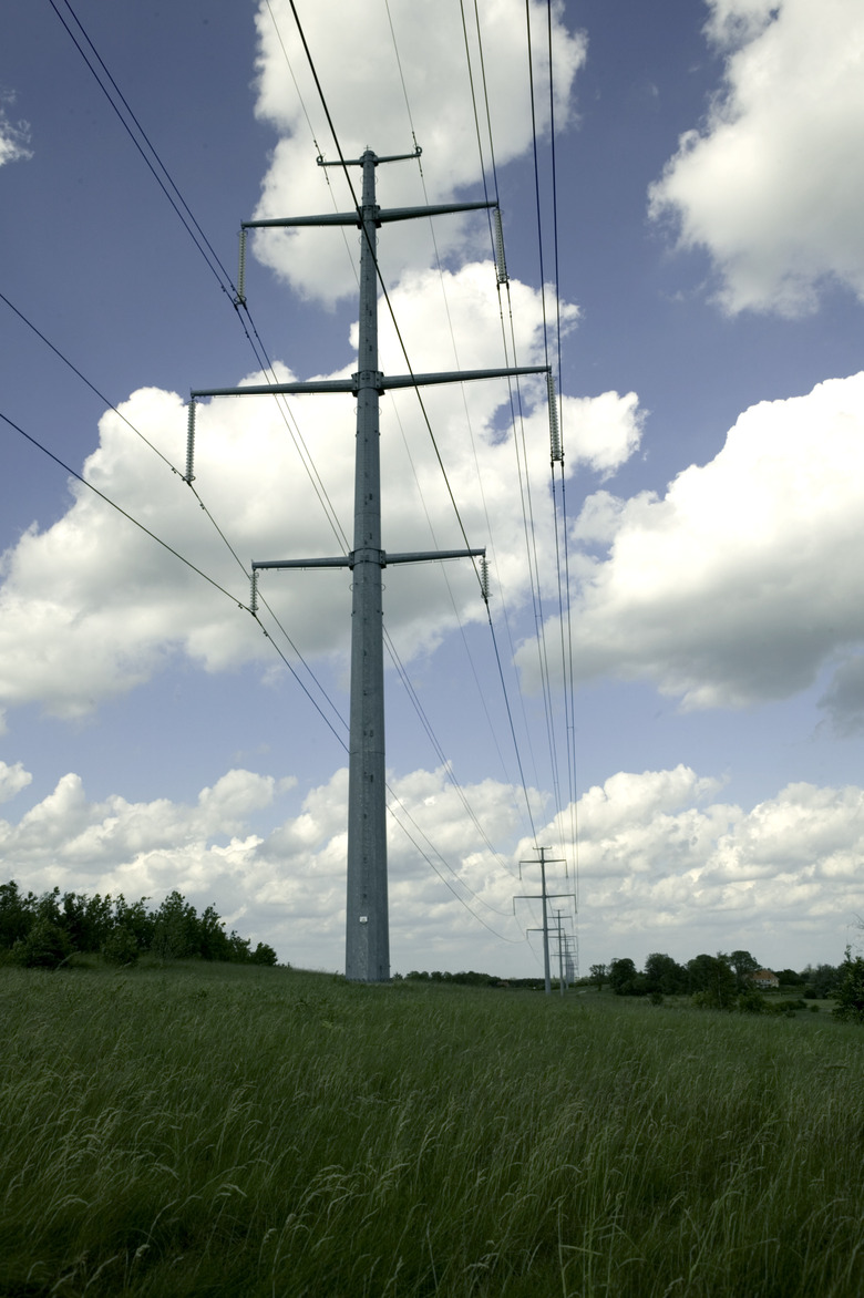 Pylon standing on field, low angle view