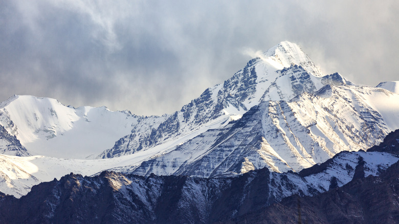 snow and cloudy on Himalaya mountain range