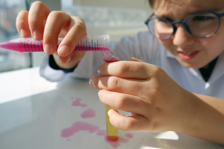 child experimenting at home