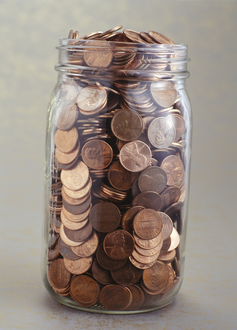 Full jar of coins, (Close-up)