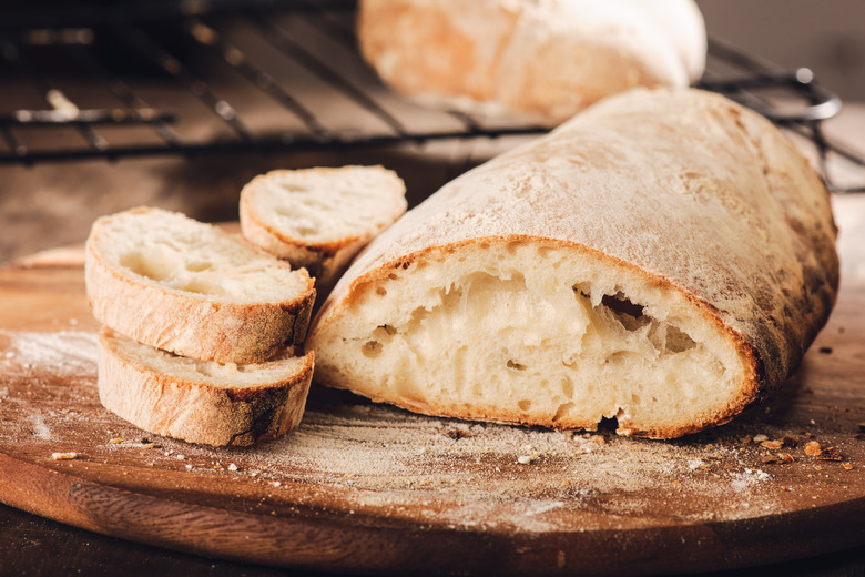 Fresh Italian bread on a cutting board