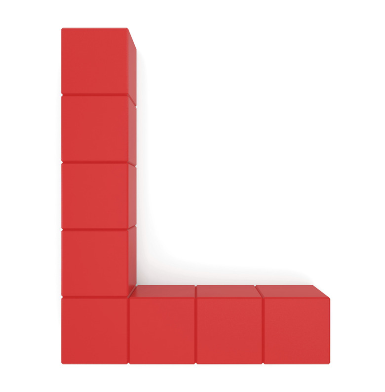 letter L cubic red