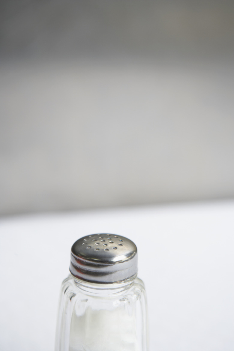 High angle view of a salt shaker