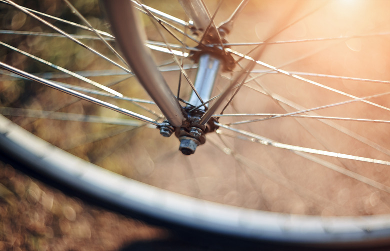 Forward wheel of the bicycle.