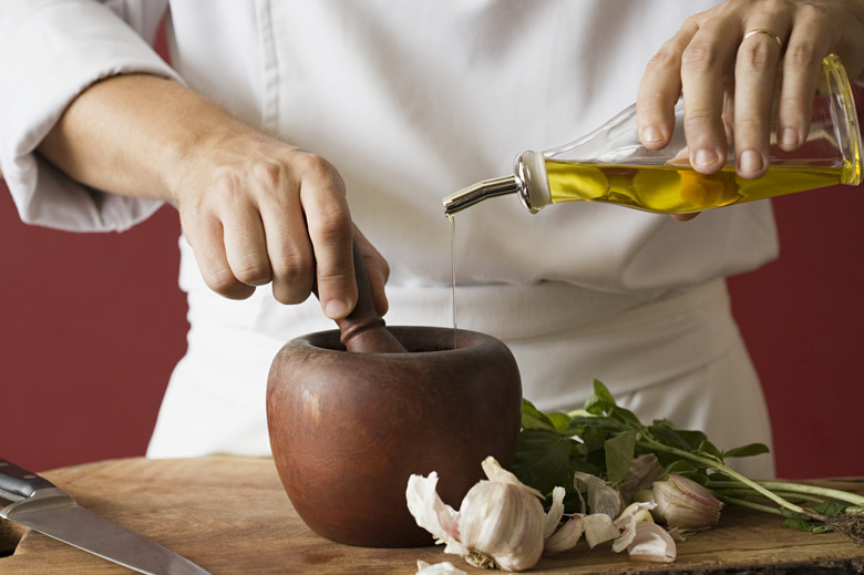 Chef using mixing ingredients