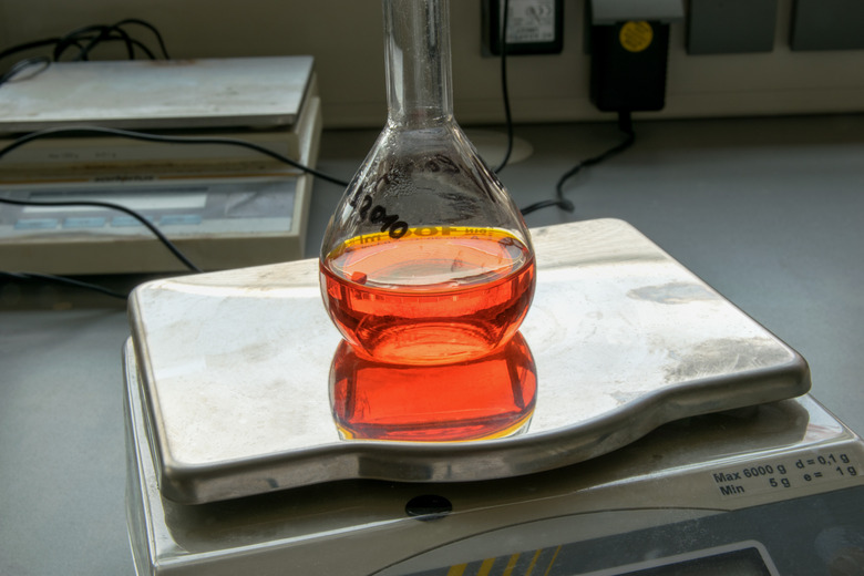 orange solution on a lab scale