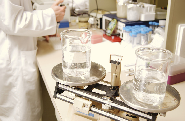 Clear Solution In Glass Beakers On Laboratory Scale