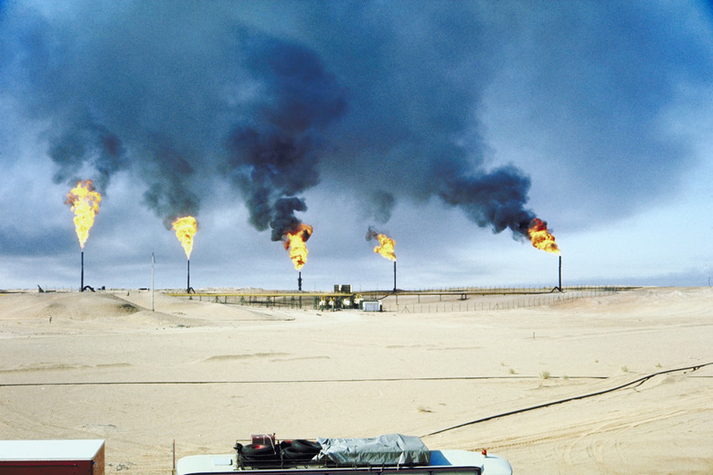 Burning oil wells