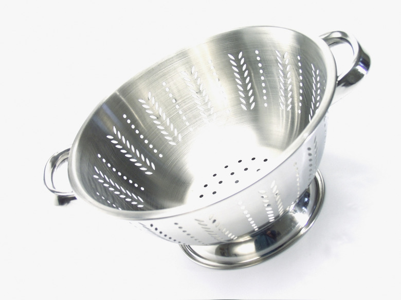 High angle view of an empty colander