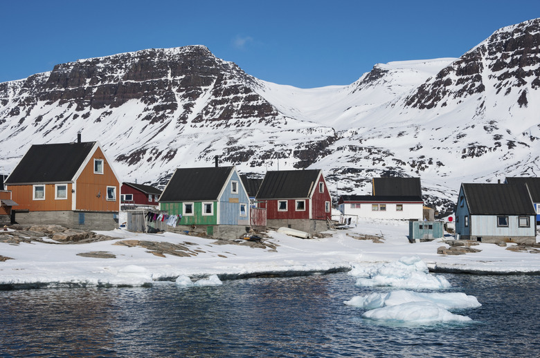 Colorful houses in Qeqertarsuaq, North Greenland