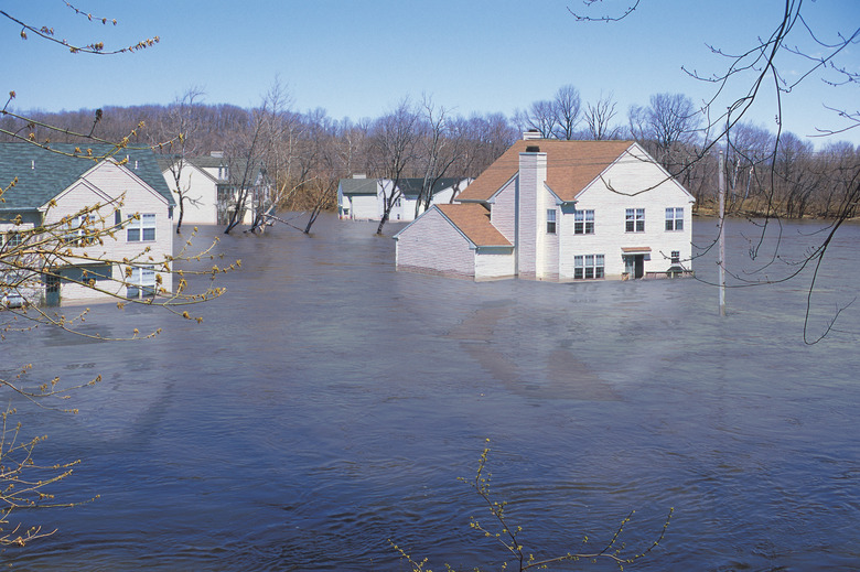 Houses in floodwaters