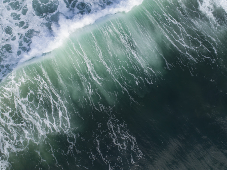 Aerial view of big wave on the sea