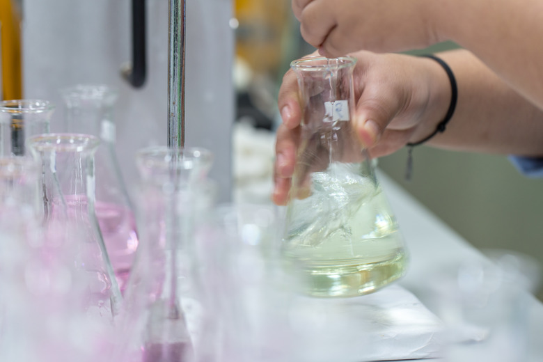 Titration technique in the laboratory.