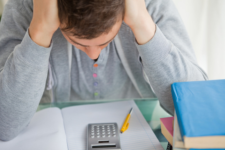 Student tearing while doing math