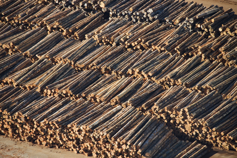 Aerial view of log piles, Tacoma, Washington