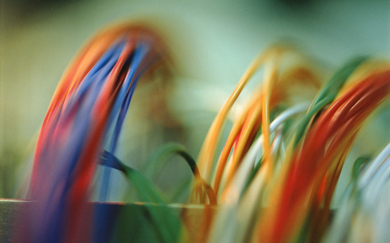 Coloured electrical cables, (Close-up)