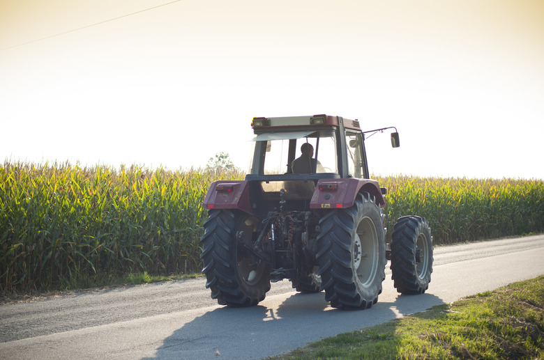 Tractor Driving on Rural Road