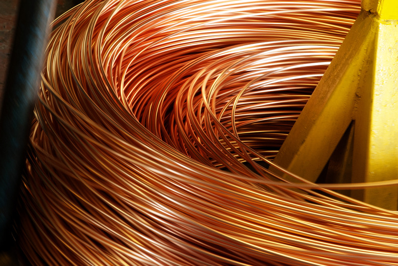 Closeup of Copper Cable being Rolled up