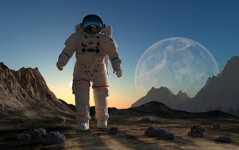 An astronaut on a distant planet