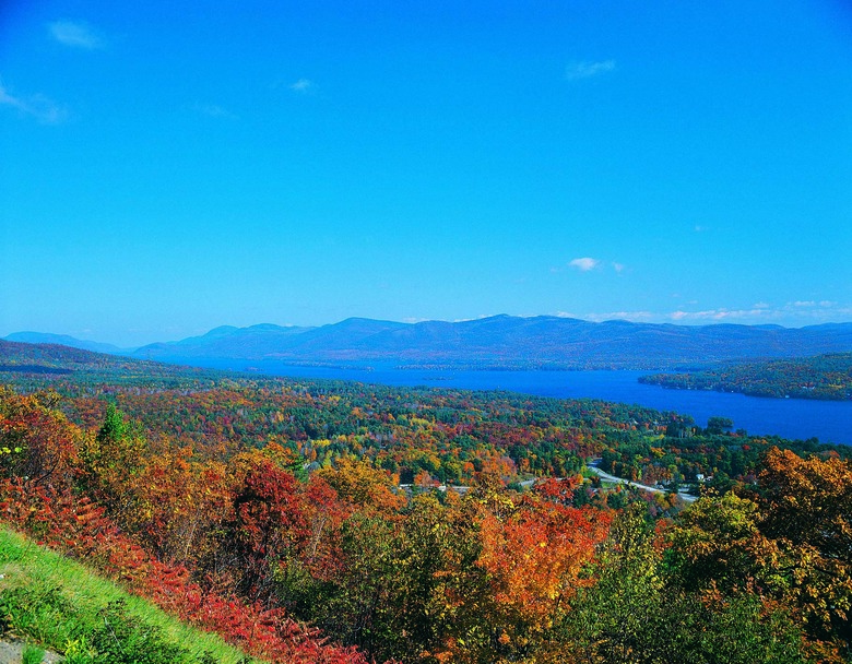 Lake George and fall colours, Adirondack Mountains, New York, USA