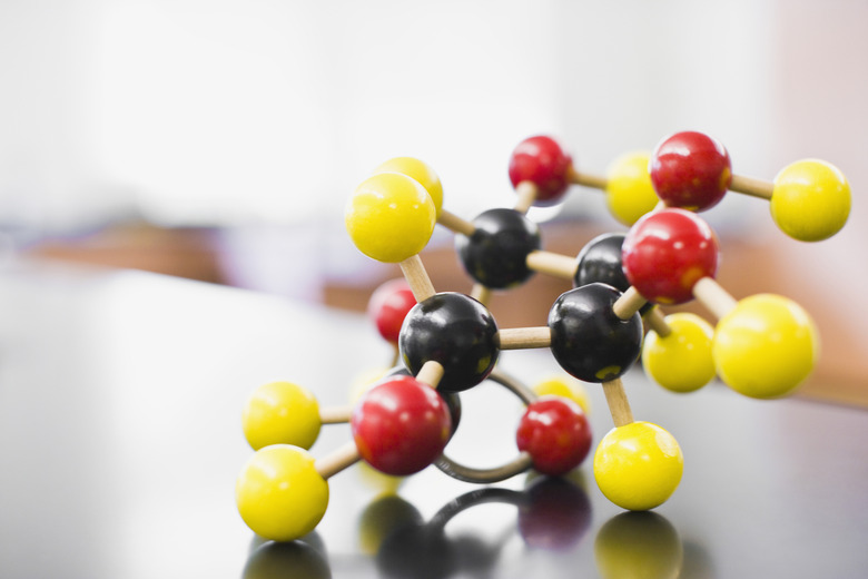 A model of molecules on a science table.