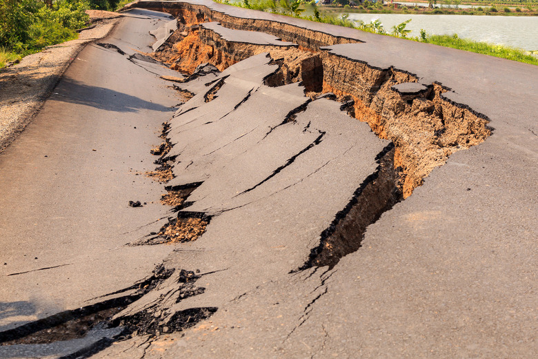 Cracked asphalt road