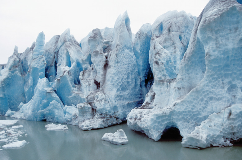 Ice melting on a jagged glacier, Skagway, Alaska, USA