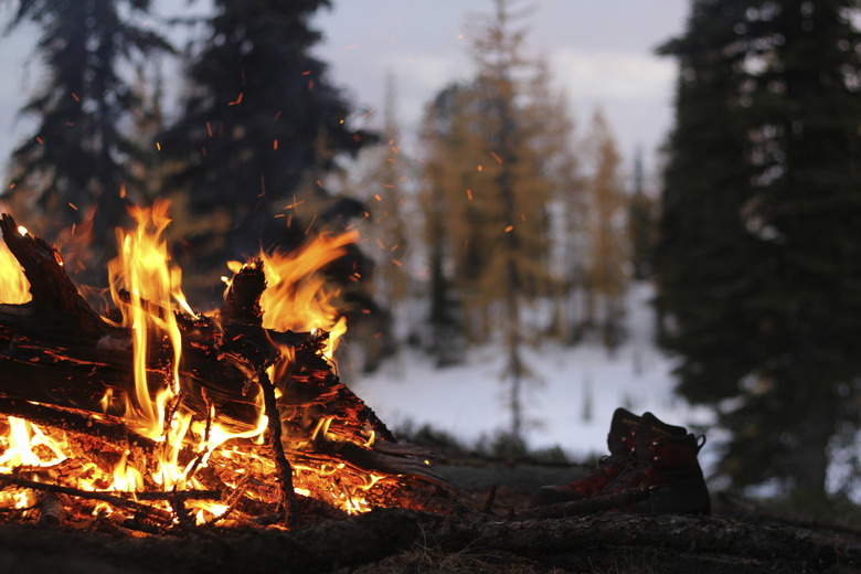 Campfire dries out a pair of hiking boots