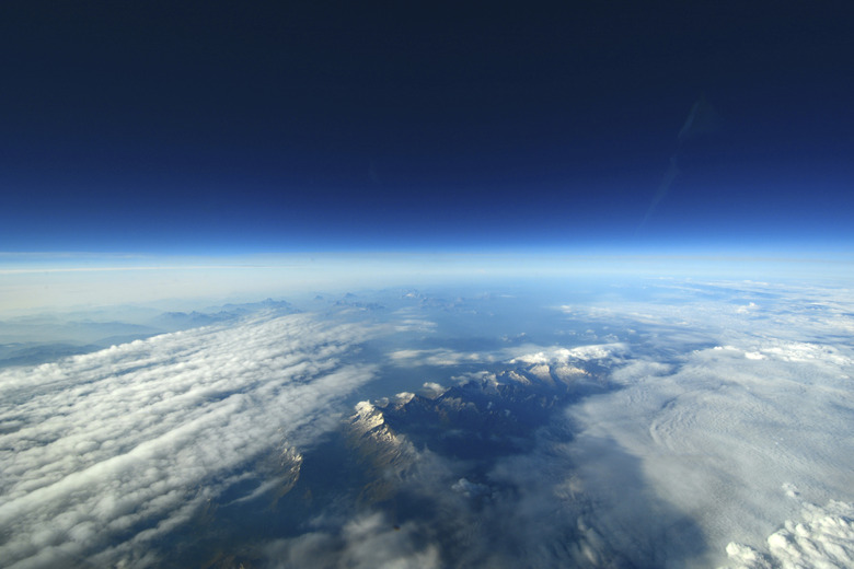 Unusual aerial view of the Earth and clouds.