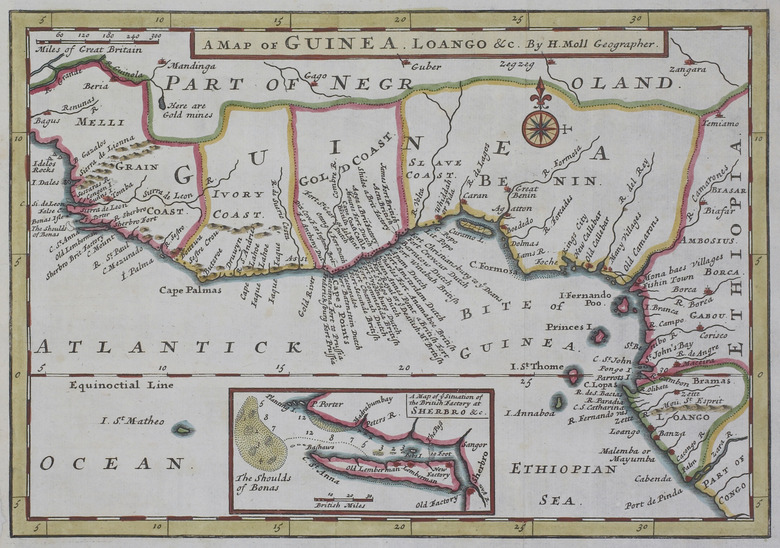 Antique map of Guinea , Loango and adjacent African nations