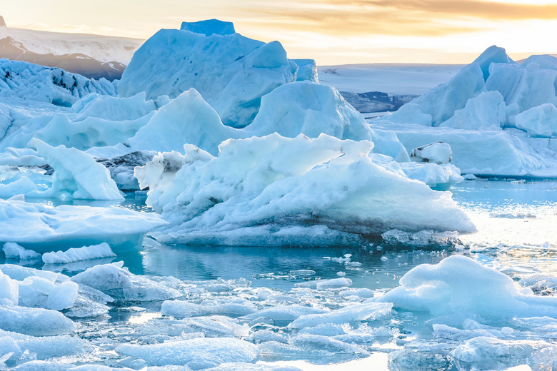 Scenic view of icebergs in glacier lagoon, Iceland