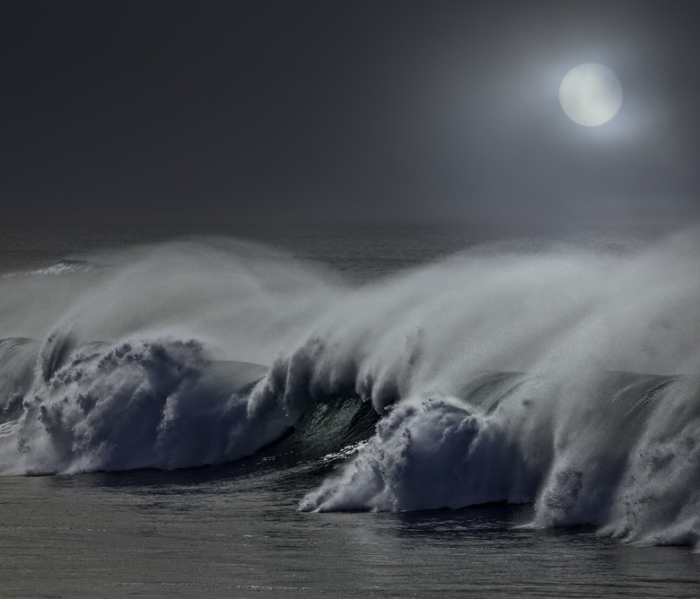 Big stormy wave at night