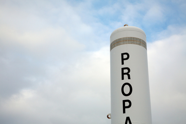 Towering industrial propane tank