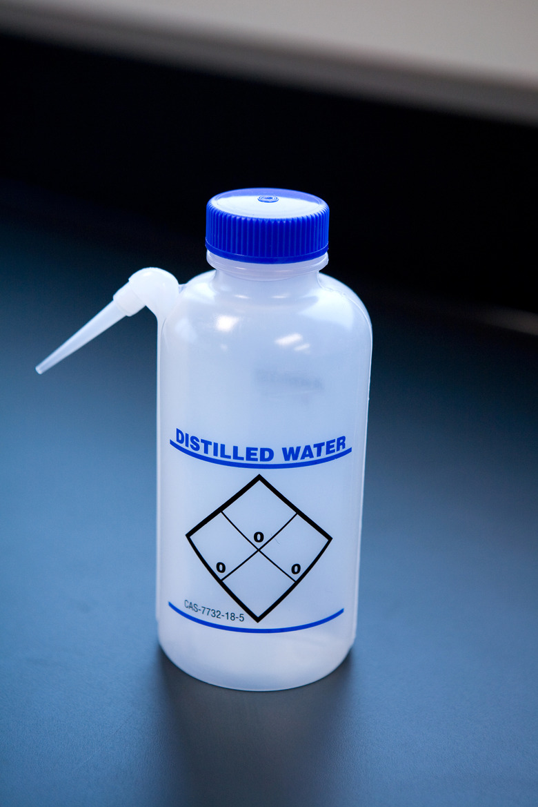 Plastic bottle of distilled water