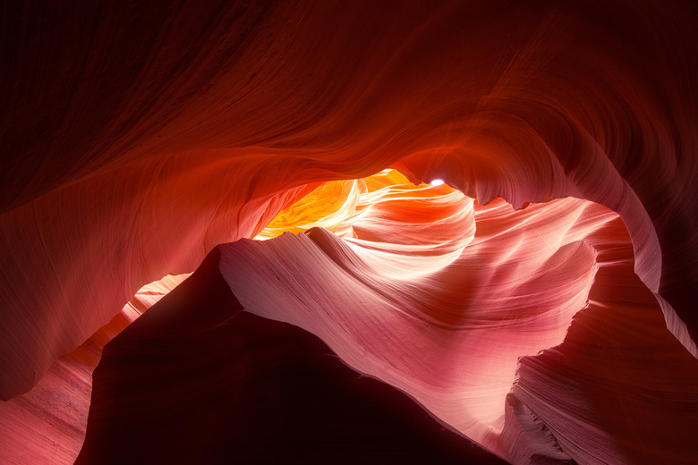 Antelope Canyon, wave shaped colorful sandstone and light in a slot canyon, Page, Arizona, USA