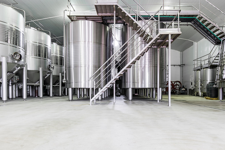 Industrial stainless steel wine cellar vats