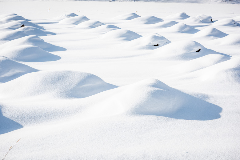 Snow dunes on crops in Biei, Hokkaido, Japan