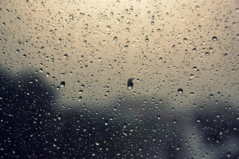 Drops of rain on the window.