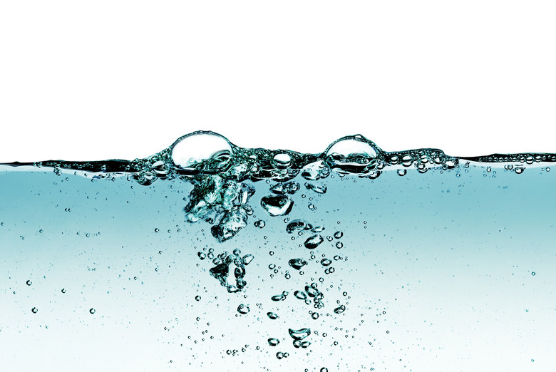 Splash of water,drops and bubbles on a white background.