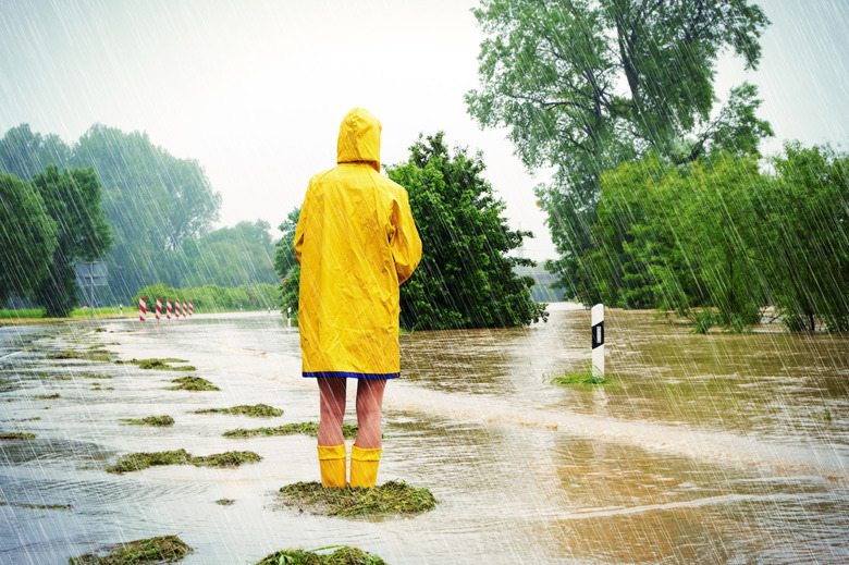 Flooded street, climate change.