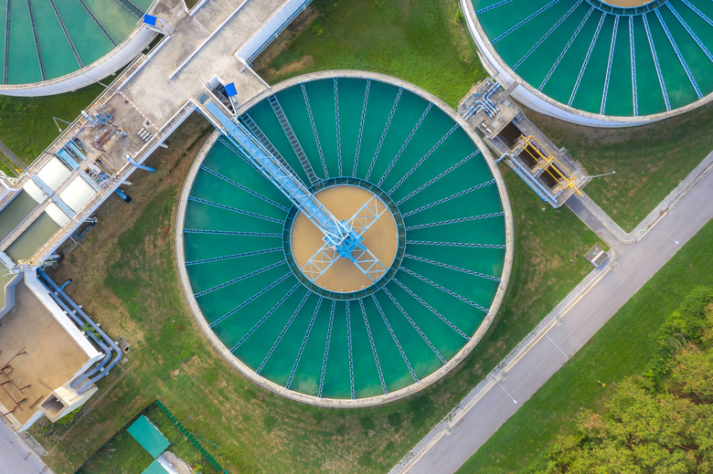 Aerial view of The Solid Contact Clarifier Tank type Sludge Recirculation process in Water Treatment plant