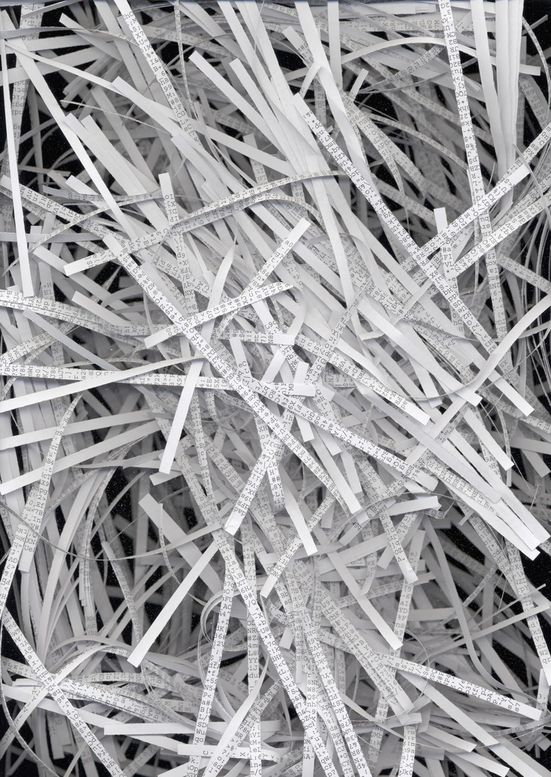 Shredded paper in bin